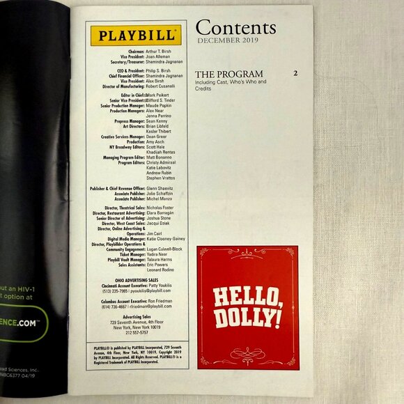 Hello Dolly Playbill December 2019 Aronoff Center Cincinnati Ohio National Tour - Picture 2 of 12